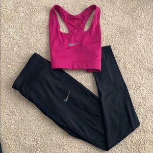 Nike Dri-Fit workout set.